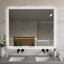 Anysun - 30" x 36" Frameless Front-Lit LED Bathroom Mirror – Anti-Fog, 3 Color Temperatures, Stepless Dimming - Clear