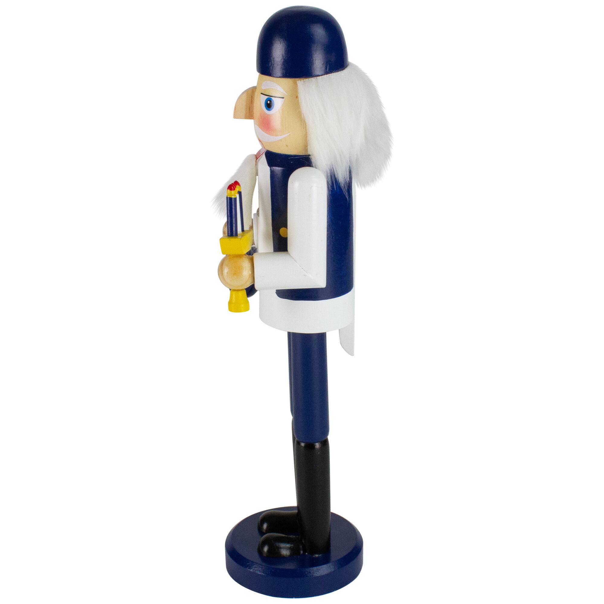 Alt View 2. Northlight - 14" Blue and White Wooden Hanukkah Nutcracker with Dreidel and Menorah - Blue.
