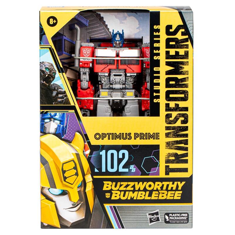 8+ SERIES  
STUDIO TRANSFORMERS  
OPTIMUS PRIME 102  
BUZZWORTHY BUMBLEBEE  
PLASTIC-FREE PACKAGING*  
*Except tape and glue