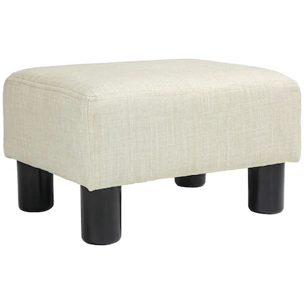 Front. Homcom - Ottoman Foot Rest, Foot Stool with Linen Fabric Upholstery and Plastic Legs - Beige.