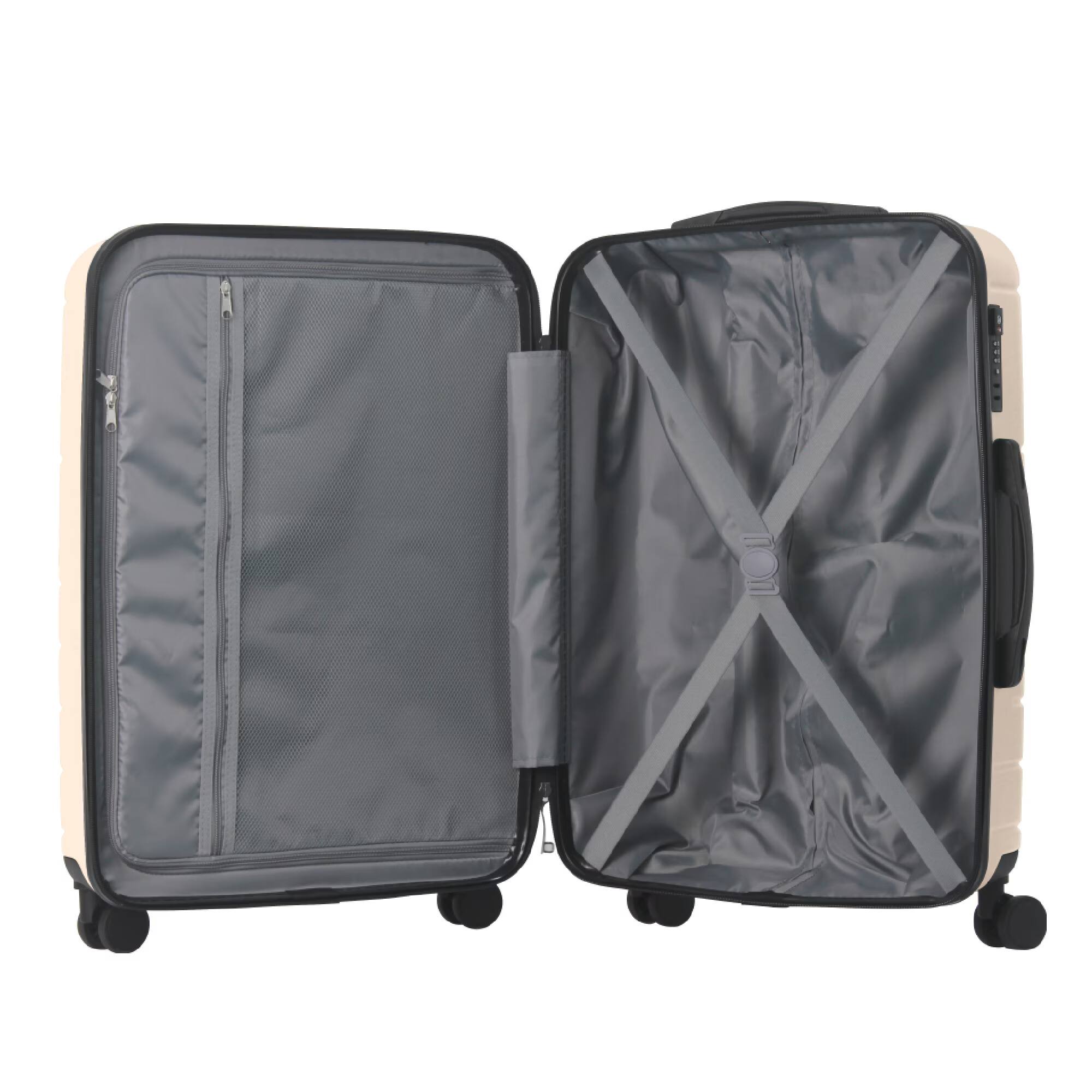 Alt View 10. Bestier - 3-Piece ABS Hardshell Luggage Set (20”/24”/28”) with TSA Lock, Spinner Wheels & Lightweight Design - Beige.