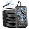 Front. VEVOR - Endoscope Camera with Light, Triple Lens Borescope with 49.2FT Semi-Rigid Cable, 5" Screen 1080P Inspection Camera - Black.