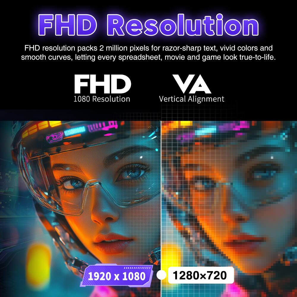 Left. Viewedge - Viewedge 24 Inch Gaming Monitor FHD 144hz, VA 1ms 1080p 100% sRGB, HDMI & VGA Port, Support Wall Mount - Black.