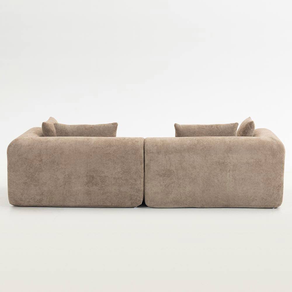 Alt View 1. Kadyn - 96" Full-Foam Modular Sectional Sofa, 2-Piece Boucle Cloud Couch, Compressed Shipping - Brown.