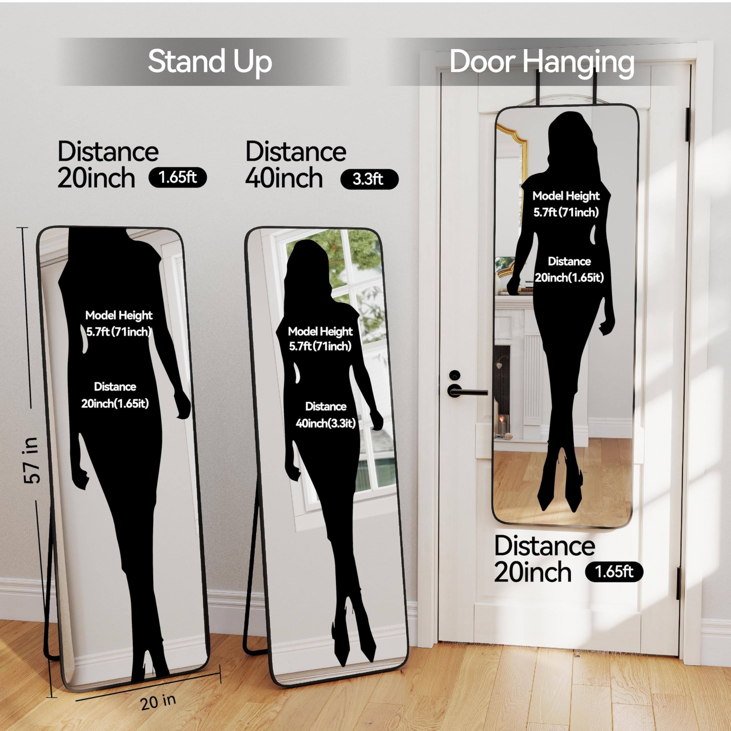 Reds Spade Door Hanging Full Length Mirror Floor Stand height 5 7ft ...