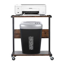 Oumilen - Rustic C-Shaped Rolling CPU Stand with 2-Tier Storage - OBBY-SUM221