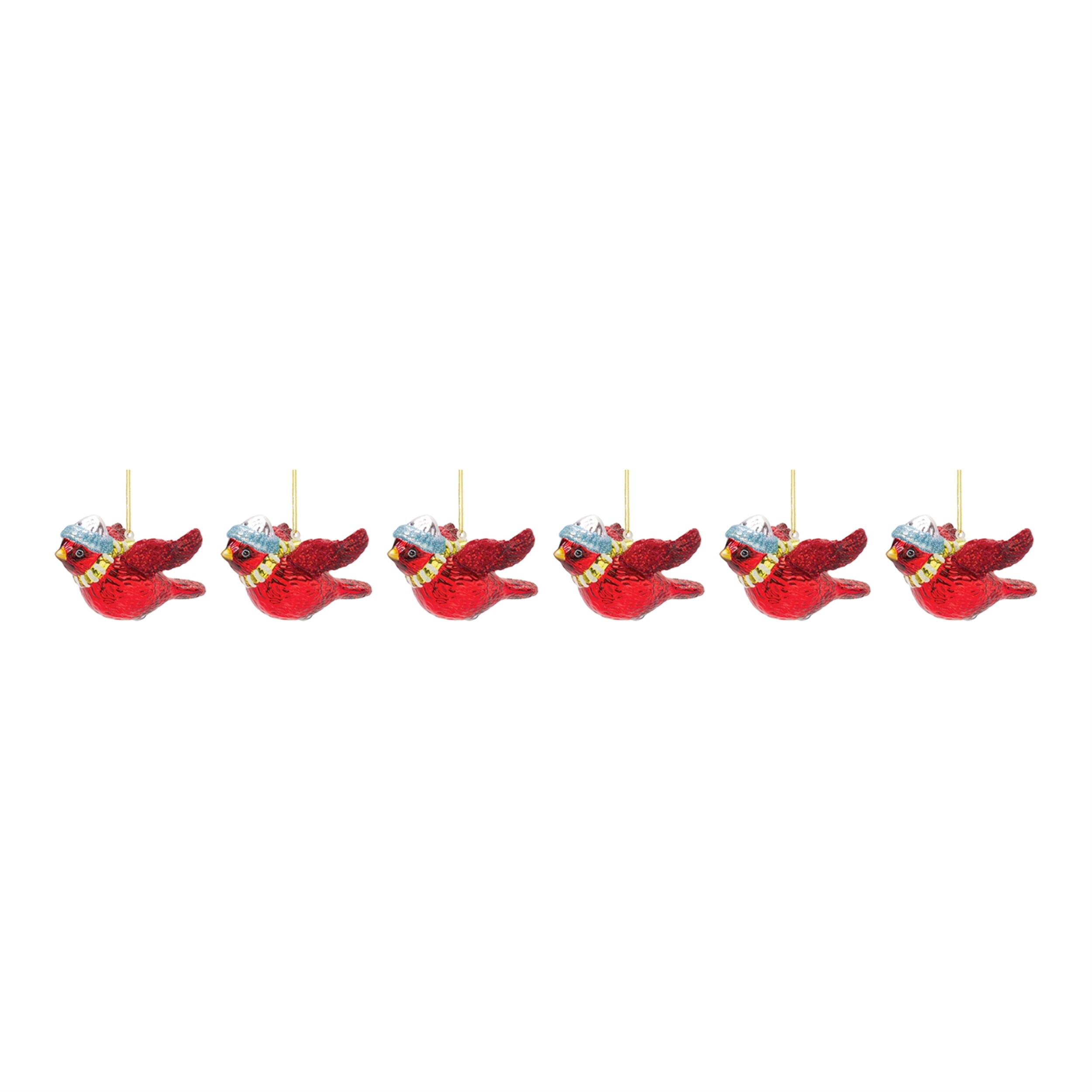 Left. BreeBe - Glass Cardinal Bird Ornament (Set of 6) - Red, Blue.