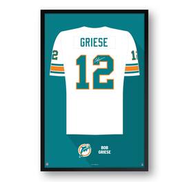 Sporticulture - Bob Griese Miami Dolphins Framed 27" x 39" Retired Jersey Art Print - Multicolor
