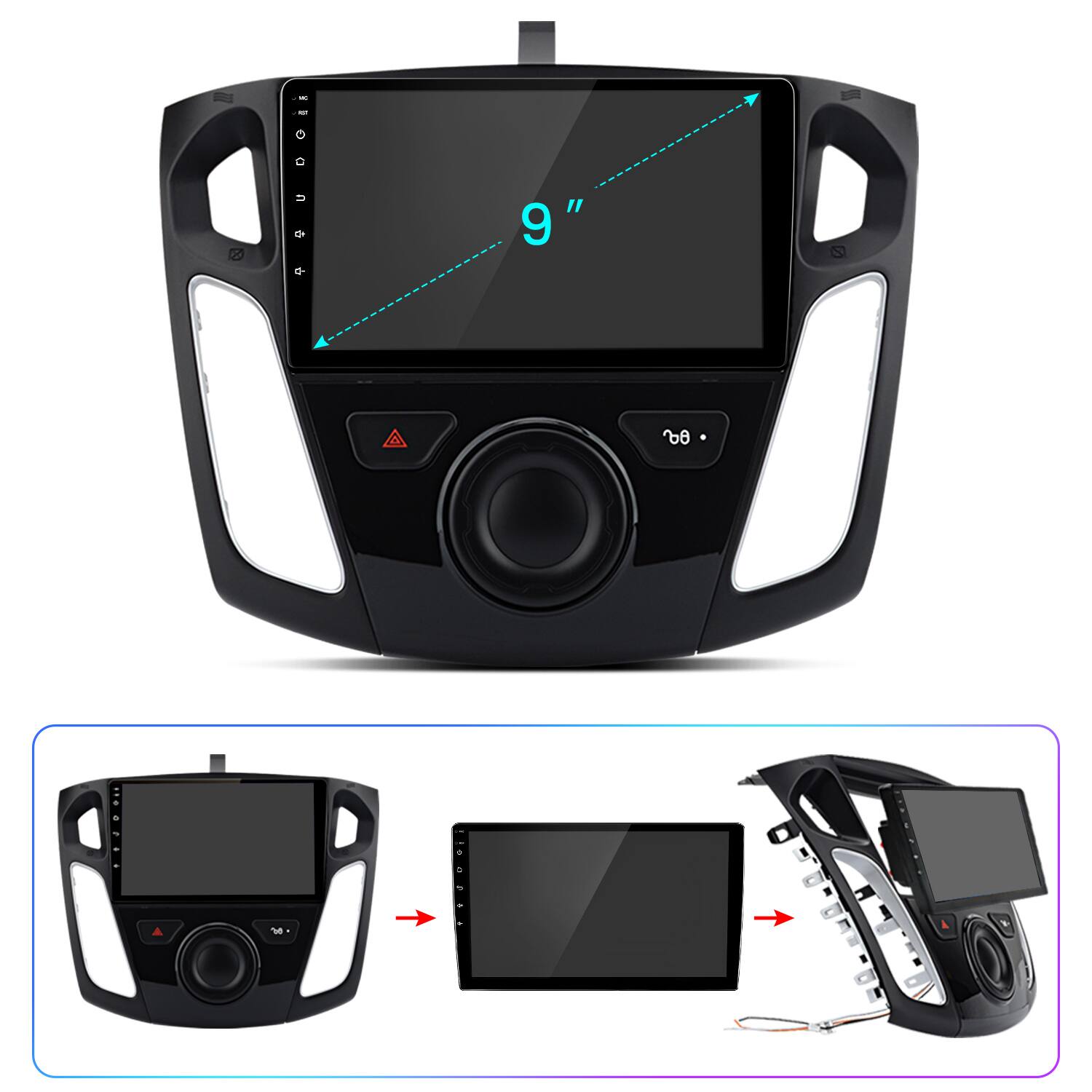 Back. Junsun - Linux System carplay Android auto Mirror Link For Ford Focus 2011-2019 Car Stereo Radio GPS Navi WIFI BT RDS FM - Black.
