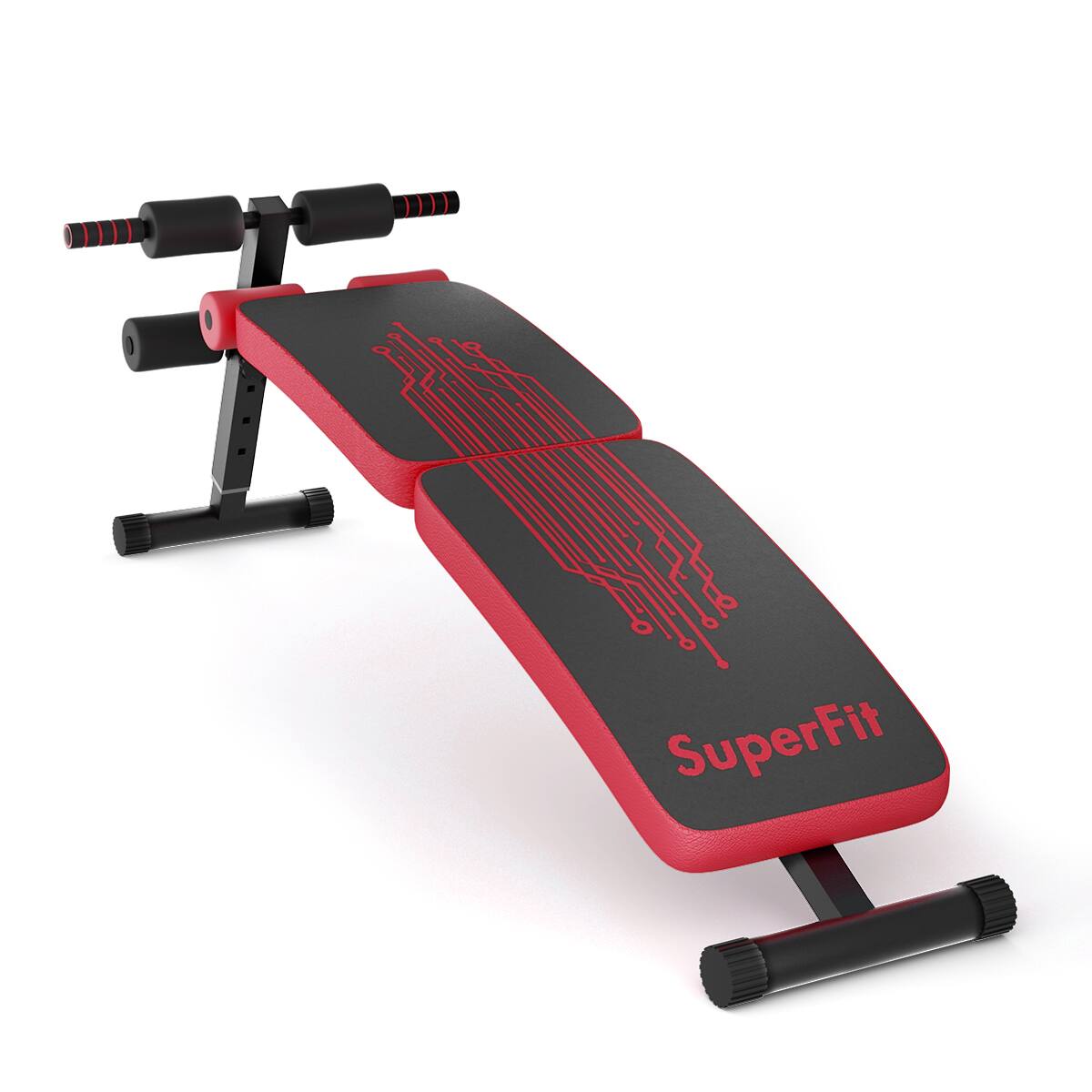 Alt View 20. Costway - Folding Weight Bench Adjustable Sit-up Board Curved Decline Bench - Red.