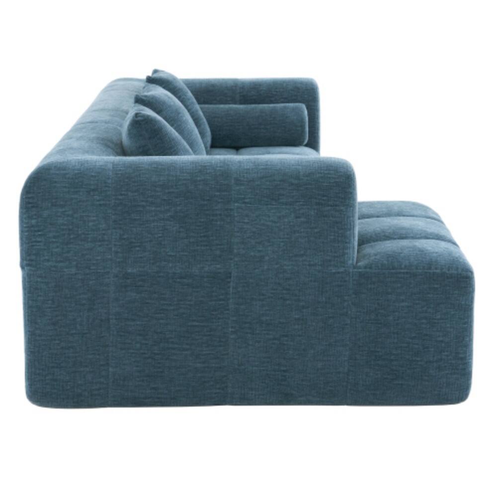 Alt View 2. LUCKY ONE - 101.2" Modular Full-Compressed Free-Combined Sectional Sofa w/ 5 Pillows Side Pockets - Blue.
