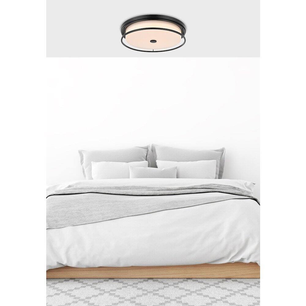 Alt View 4. Living District - Kolson 20 Inch Led Flush Mount Ceiling Light In Black - Black.