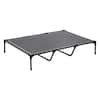 Front. VEVOR - Elevated Dog Bed for Large Dogs, Portable Raised Dog Cot with Steel Metal Frame and Breathable Teslin Mesh - Grey + Black.