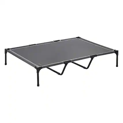 Front. VEVOR - Elevated Dog Bed for Large Dogs, Portable Raised Dog Cot with Steel Metal Frame and Breathable Teslin Mesh - Grey + Black.