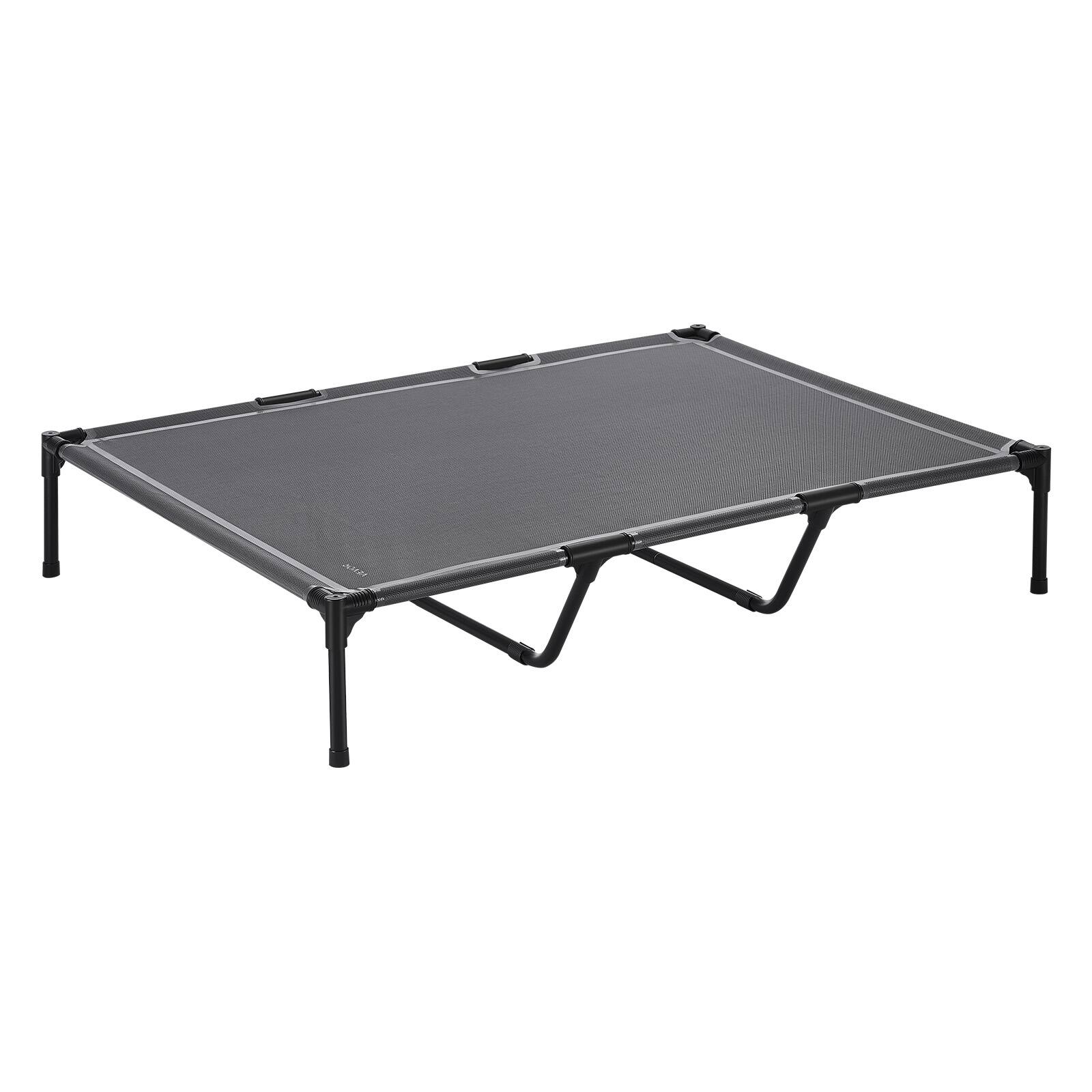 VEVOR - Elevated Dog Bed for Large Dogs, Portable Raised Dog Cot with Steel Metal Frame and Breathable Teslin Mesh - Grey + Black