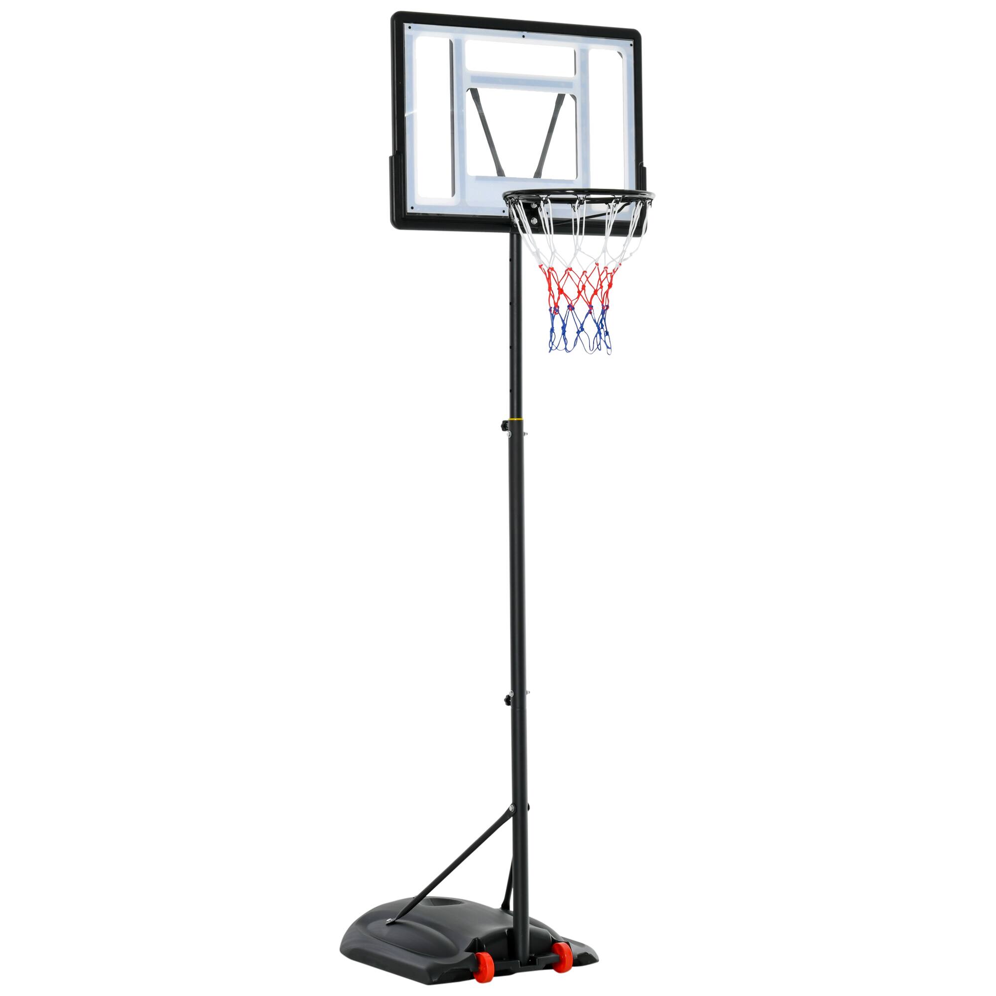 Front. Soozier - Basketball Hoop Outdoor, Portable Basketball Goal, 5.5FT-7.5FT Height Adjustable with 33'' Backboard and Wheels - Black.