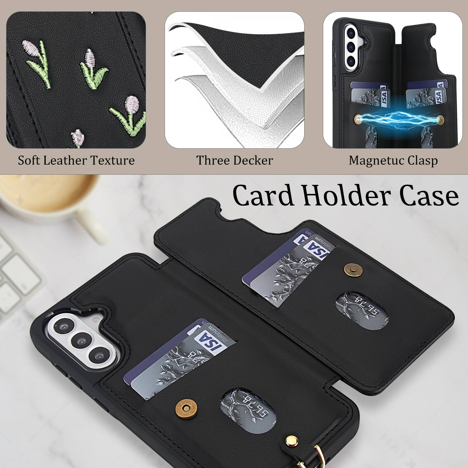 ISA d SA Soft Leather Texture Three Decker Magnetic Clasp Card Holder Case US.  
ISA Platinum B 095  
95 8295 95