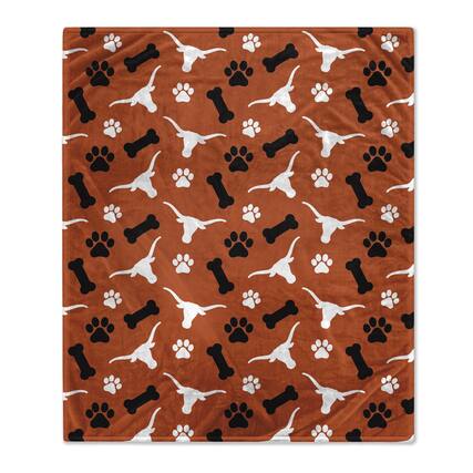 Front. Pegasus - Texas Longhorns 40" x 50" Lightweight Bones Flannel Fleece Pet Blanket - Orange.