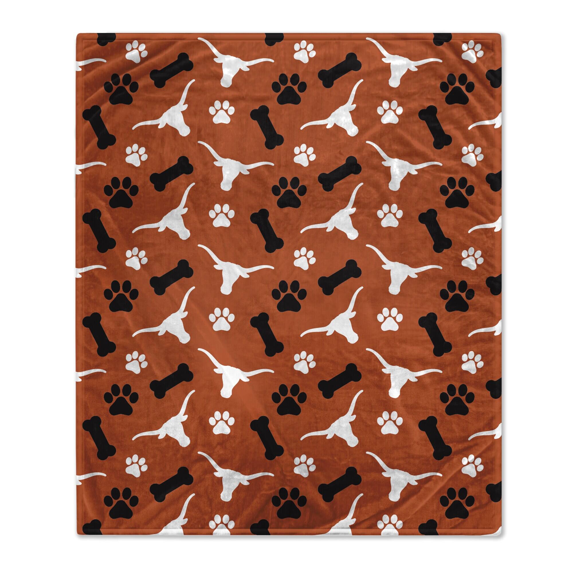 Front. Pegasus - Texas Longhorns 40" x 50" Lightweight Bones Flannel Fleece Pet Blanket - Orange.