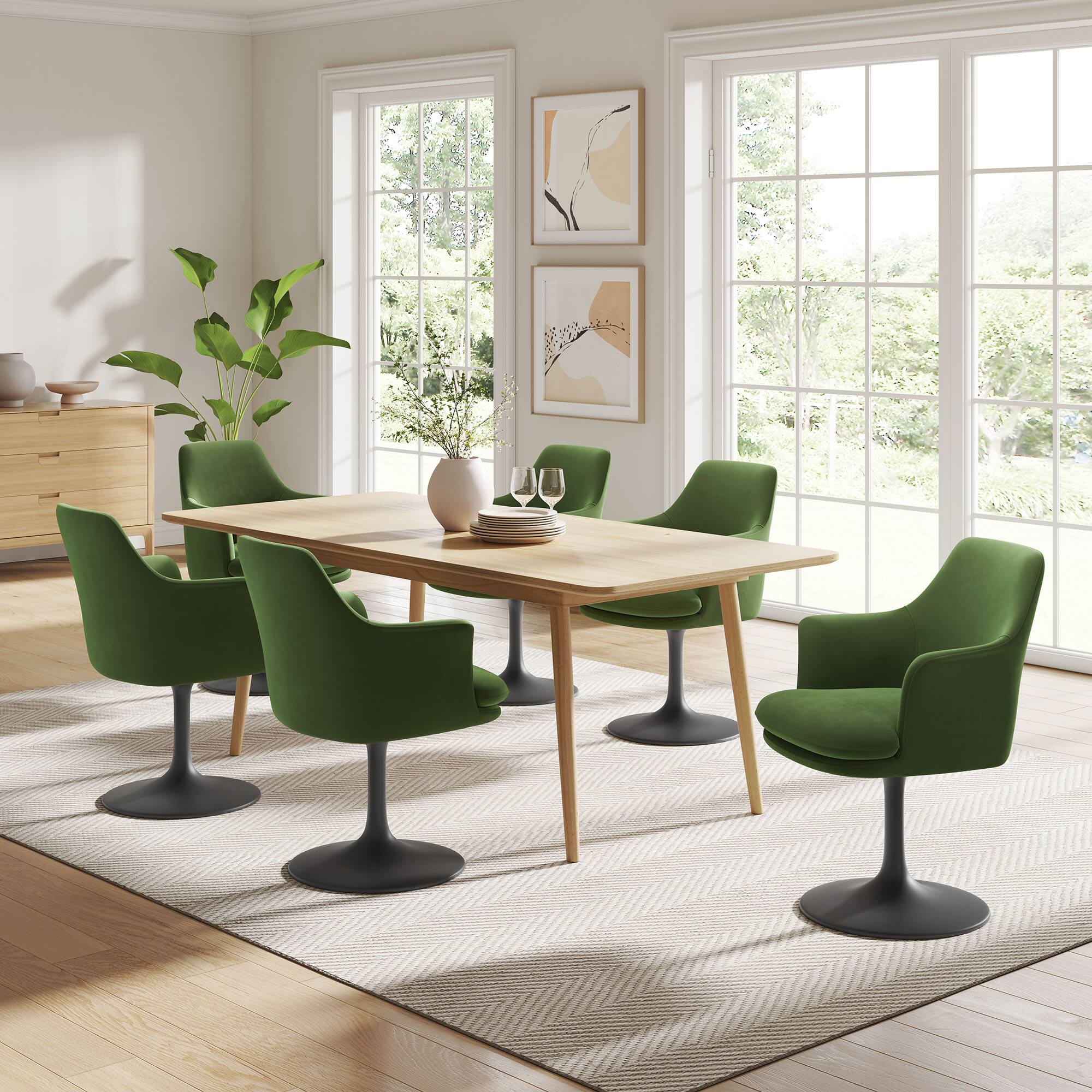 Alt View 1. Modway - Lippa Swivel Dining Armchair by Modway - Black Moss Green.