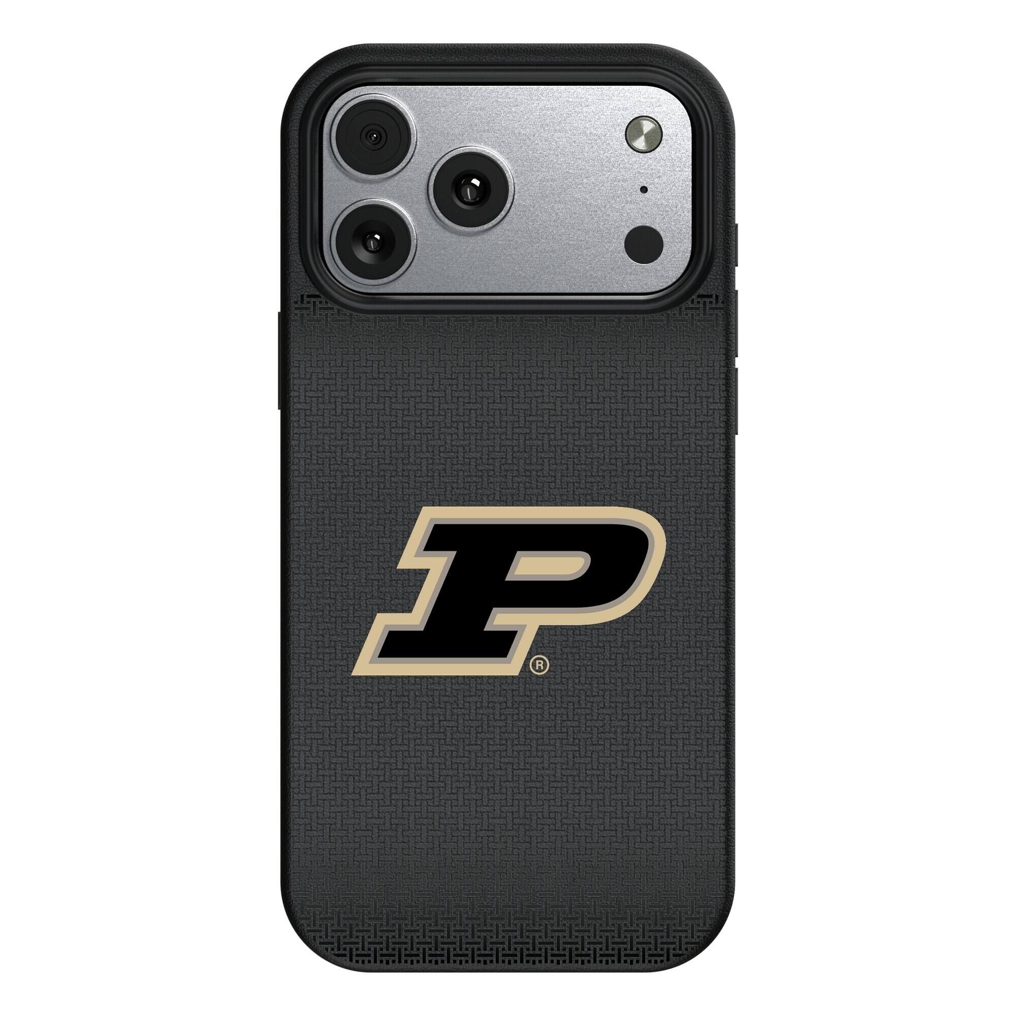 Front. Keyscaper - Purdue Boilermakers Linen Logo iPhone Magnetic Bump Case - 17 Air - Black.