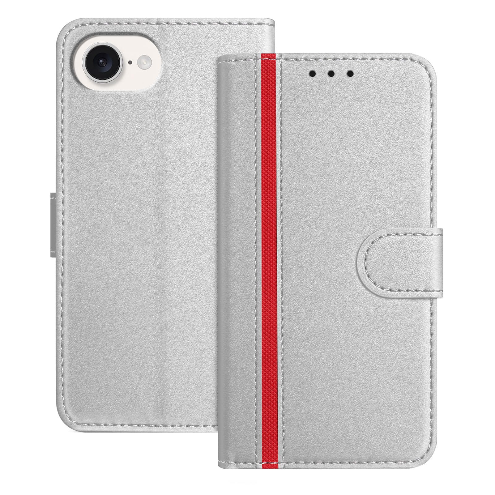Dteck - Slim Card Holder Case for Apple iPhone 17e / 16e,PU Leather Magnetic Closure Shockproof TPU Inner Flip Wallet Cover - Silver price history on PriceWatchPro