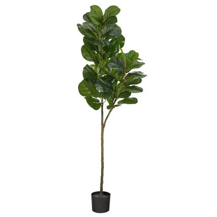 Front. BreeBe - 4.5' Fiddle Leaf Fig Artificial Tree - Green.