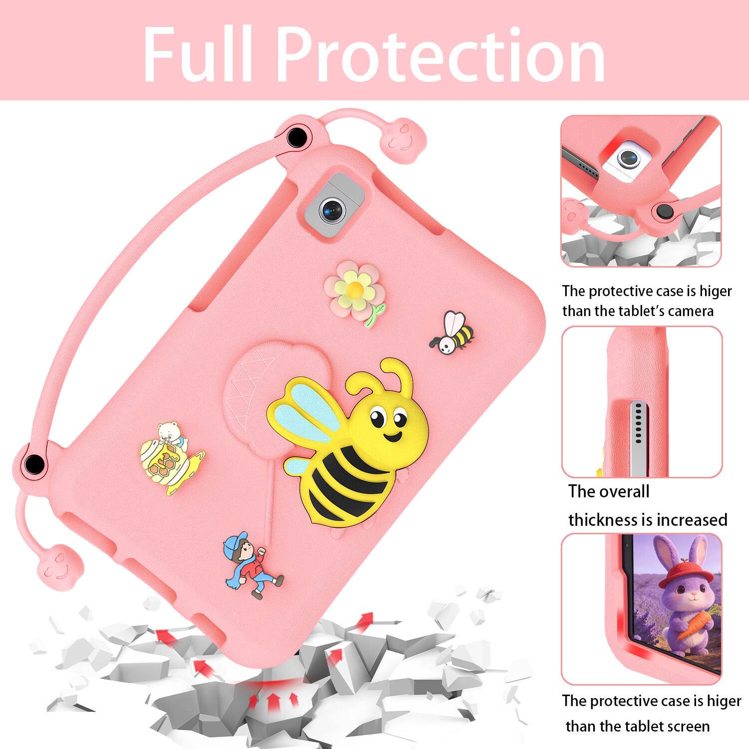 Full Protection

The protective case is higher than the tablet's camera.

The overall thickness is increased.

The protective case is higher than the tablet screen.