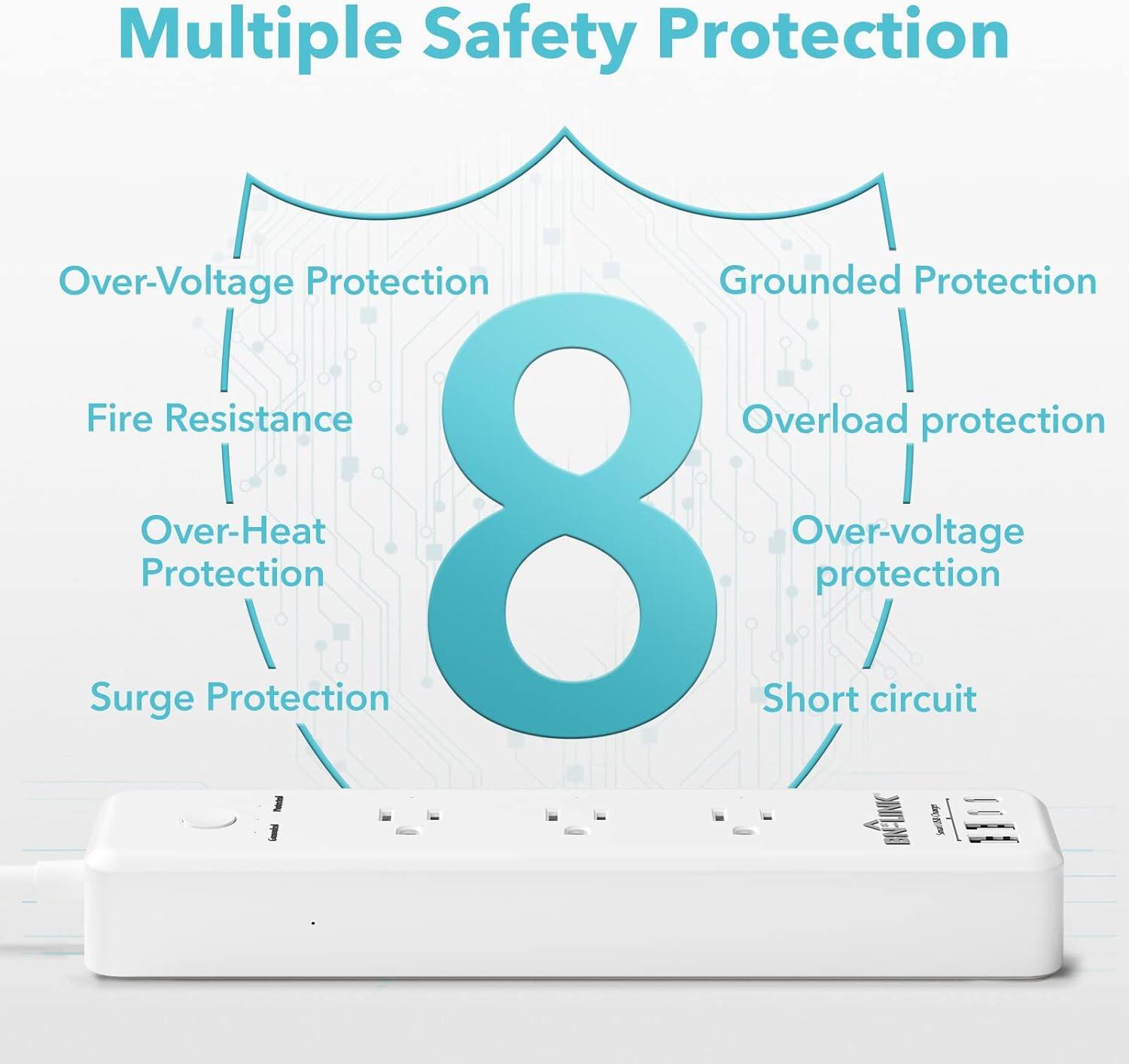Multiple Safety Protection

- Over-Voltage Protection
- Grounded Protection
- Fire Resistance
- Overload Protection
- Over-Heat Protection
- Surge Protection
- Over-voltage Protection
- Short Circuit