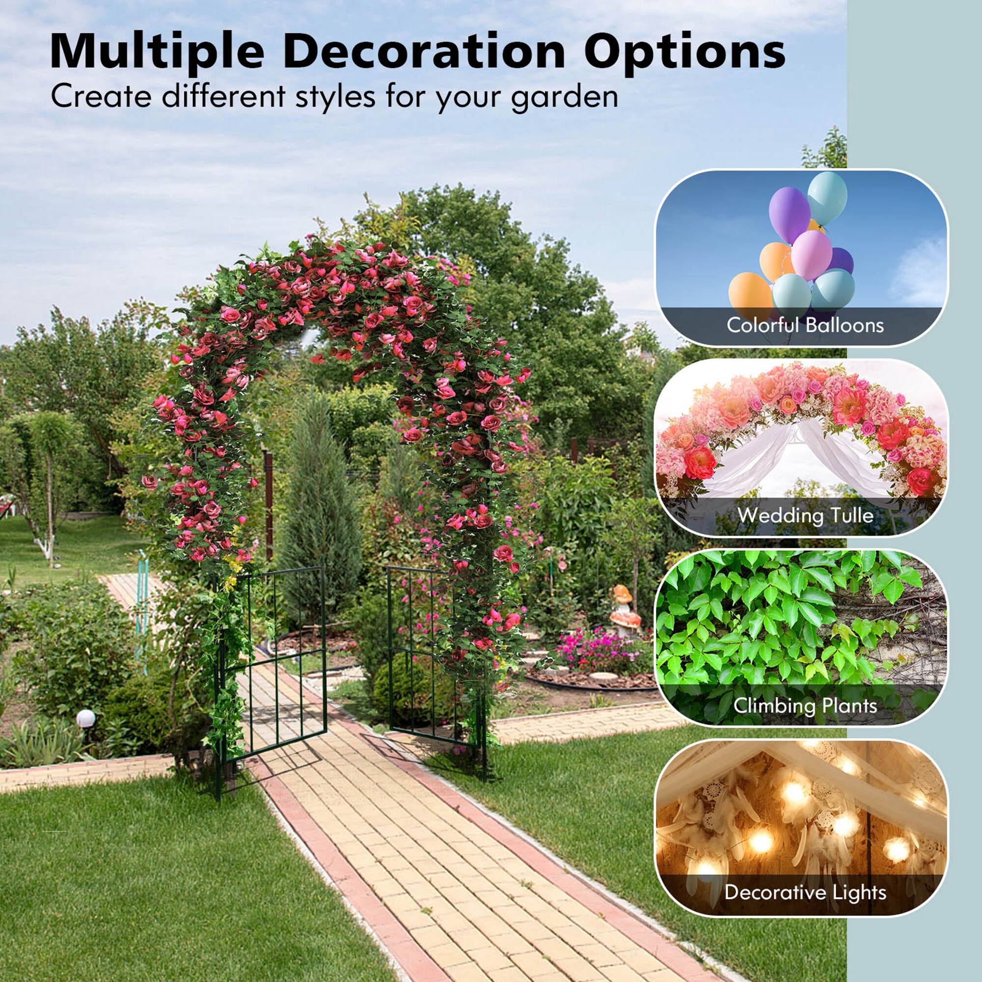 Multiple Decoration Options Create different styles for your garden Colorful Balloons Wedding Tulle Climbing Plants Decorative Lights