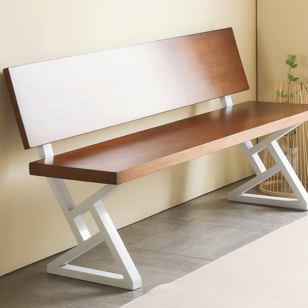 JETRANSPORT - White Bench 16 Inch Triangle Metal Chair Base With Backrest Bracket Set Of 2 Diy Project Suit For Butcher - BASE02