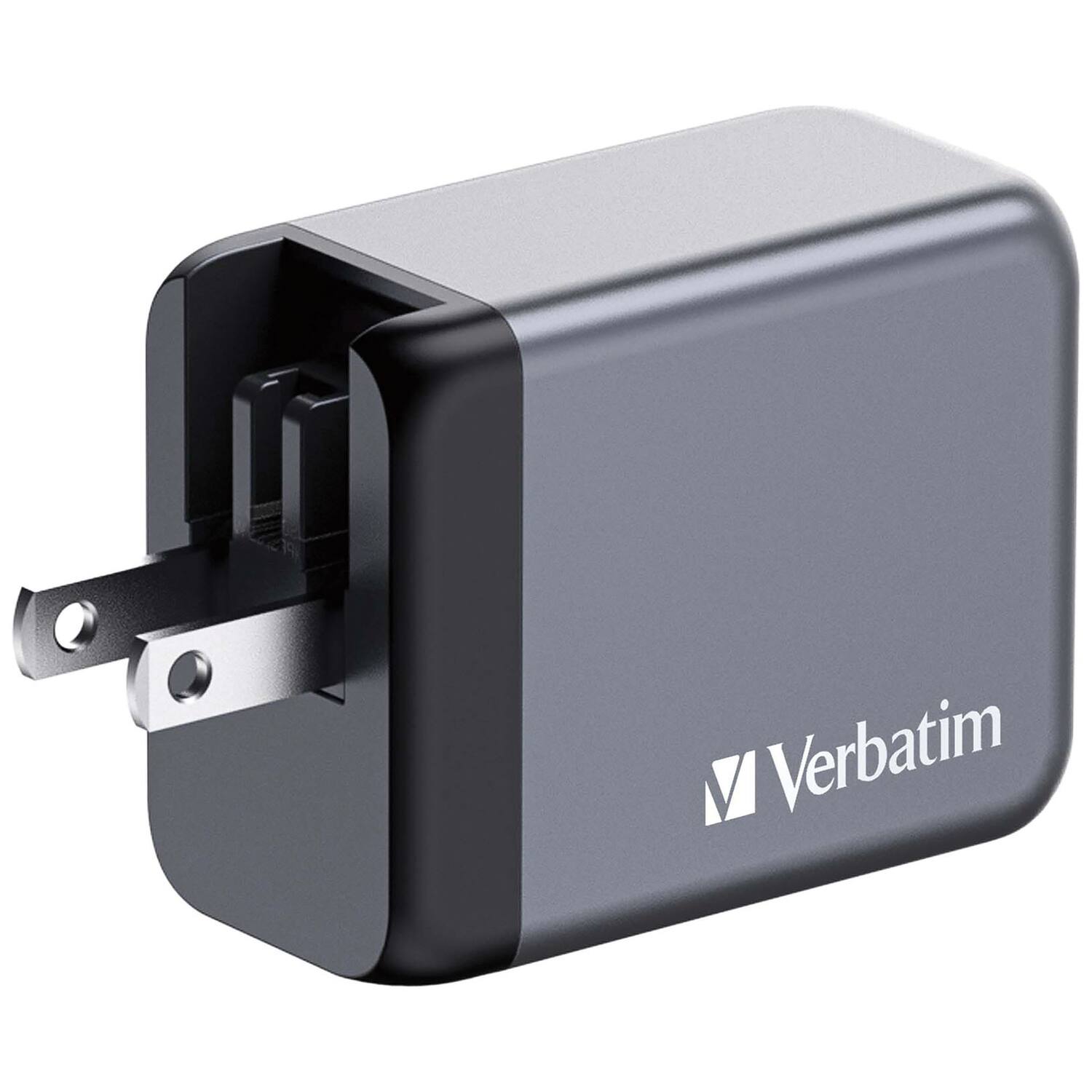 Alt View 8. Verbatim - Verbatim 32201 65 Watts 3-Port GaN Wall Charger - Black/Gray - Black/Gray.