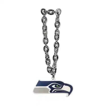 Front. MOJO - Seattle Seahawks Oversized Superfan Chain Necklace - Multicolor.