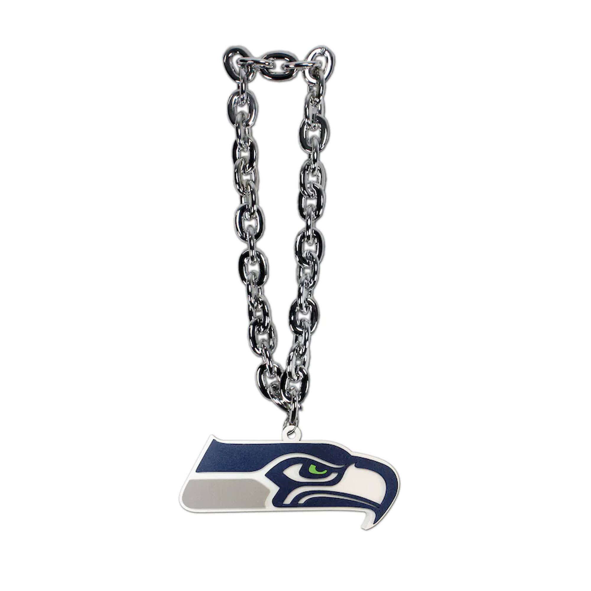 Front. MOJO - Seattle Seahawks Oversized Superfan Chain Necklace - Multicolor.
