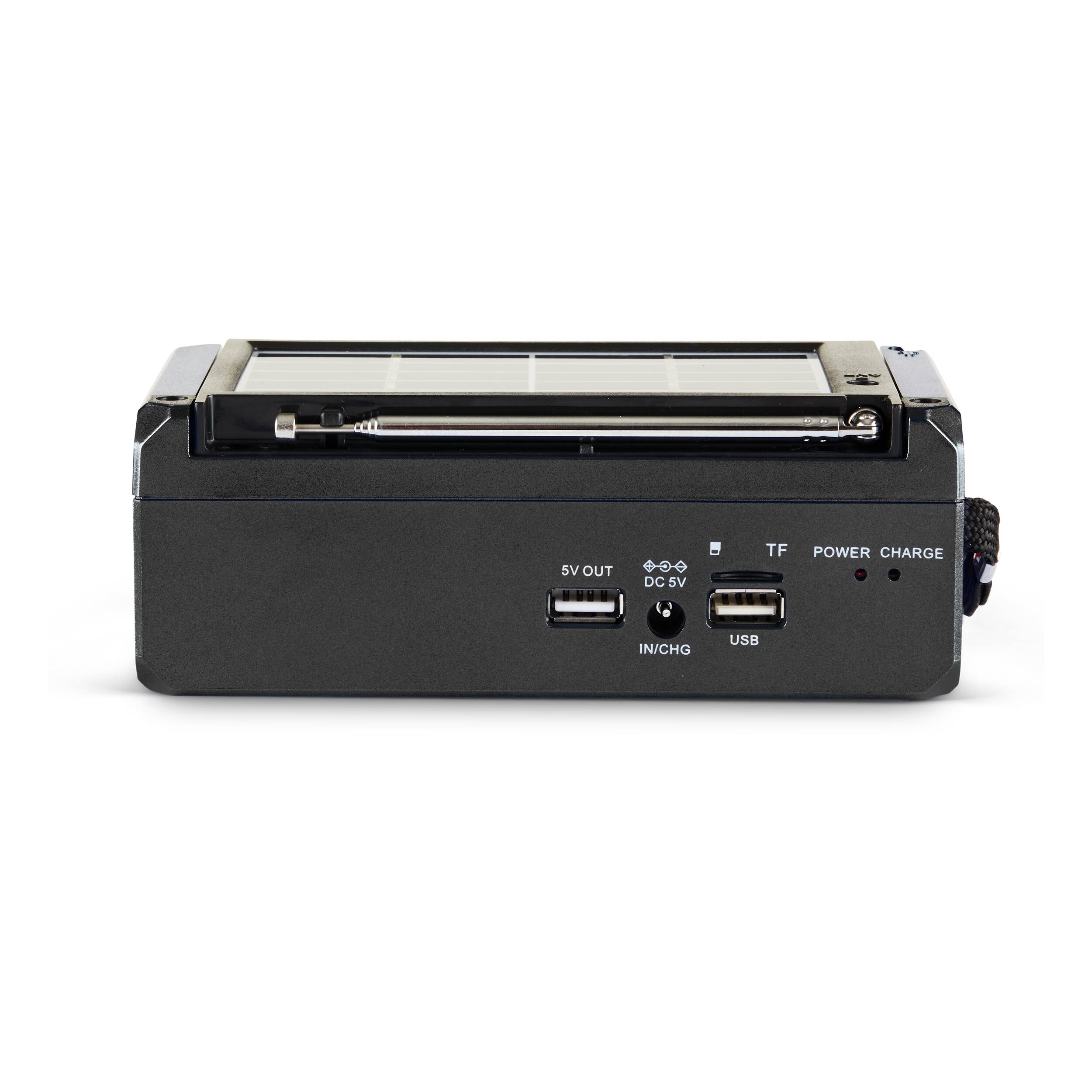 Alt View 14. QFX - Portable Solar Rechargeable 6-Band Radio with Bluetooth and Flashlight and AM/FM/SW - Black.