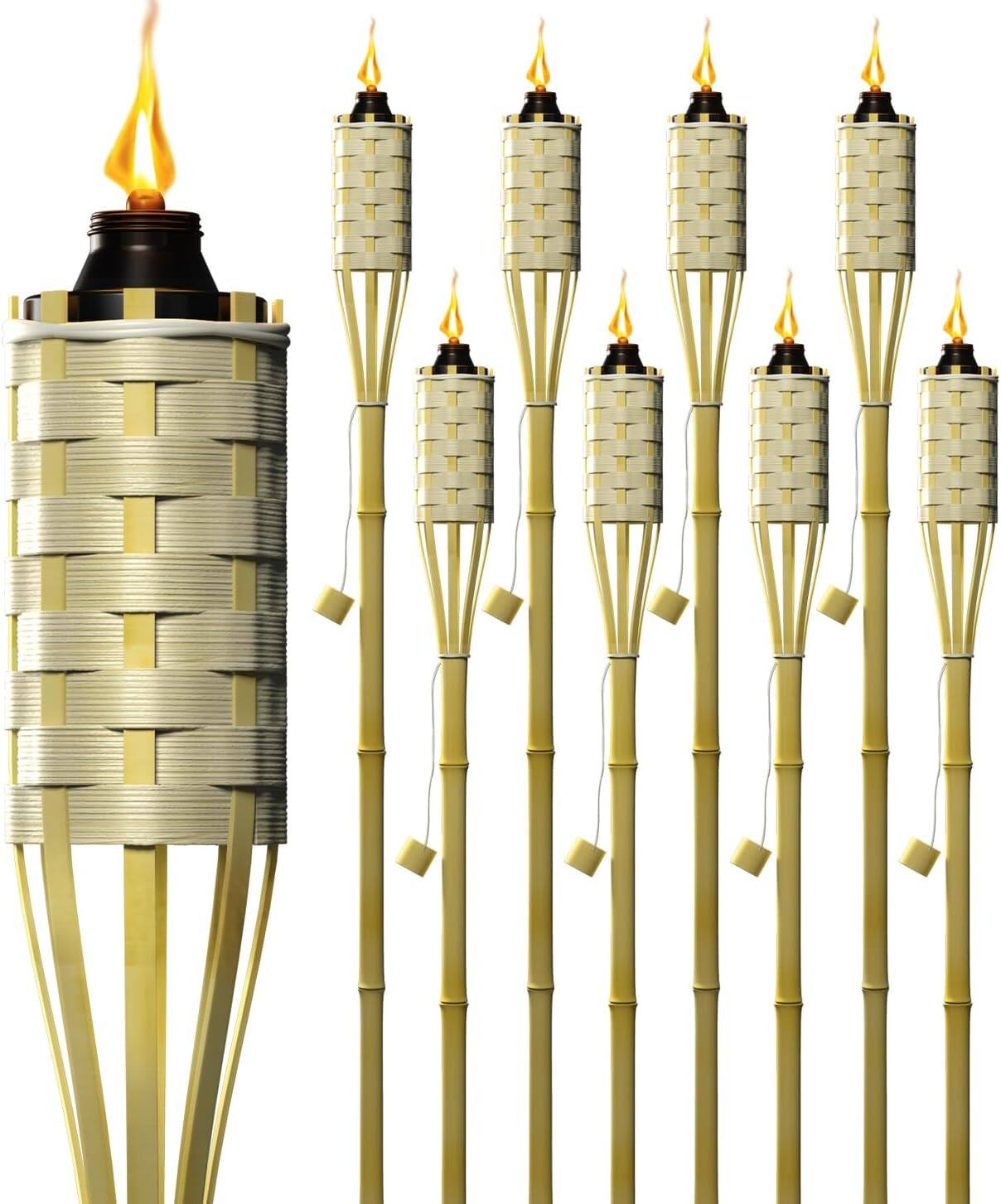 Front. Sorbus - Matney Bamboo Torches for Outside Mosquitos Repellent, XL 60 Inches (8 Pack), Includes Metal Oil Canisters - Silver.