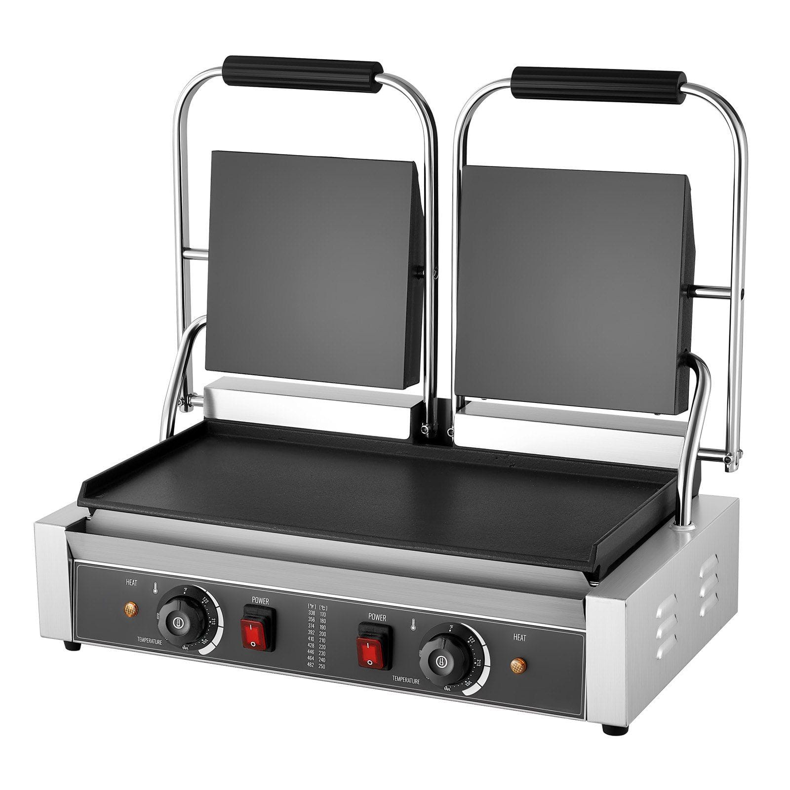 Mirfee - 3600W Double Panini Press, 19x9" Flat Plate, Commercial Sandwich Grill with Temp Control 