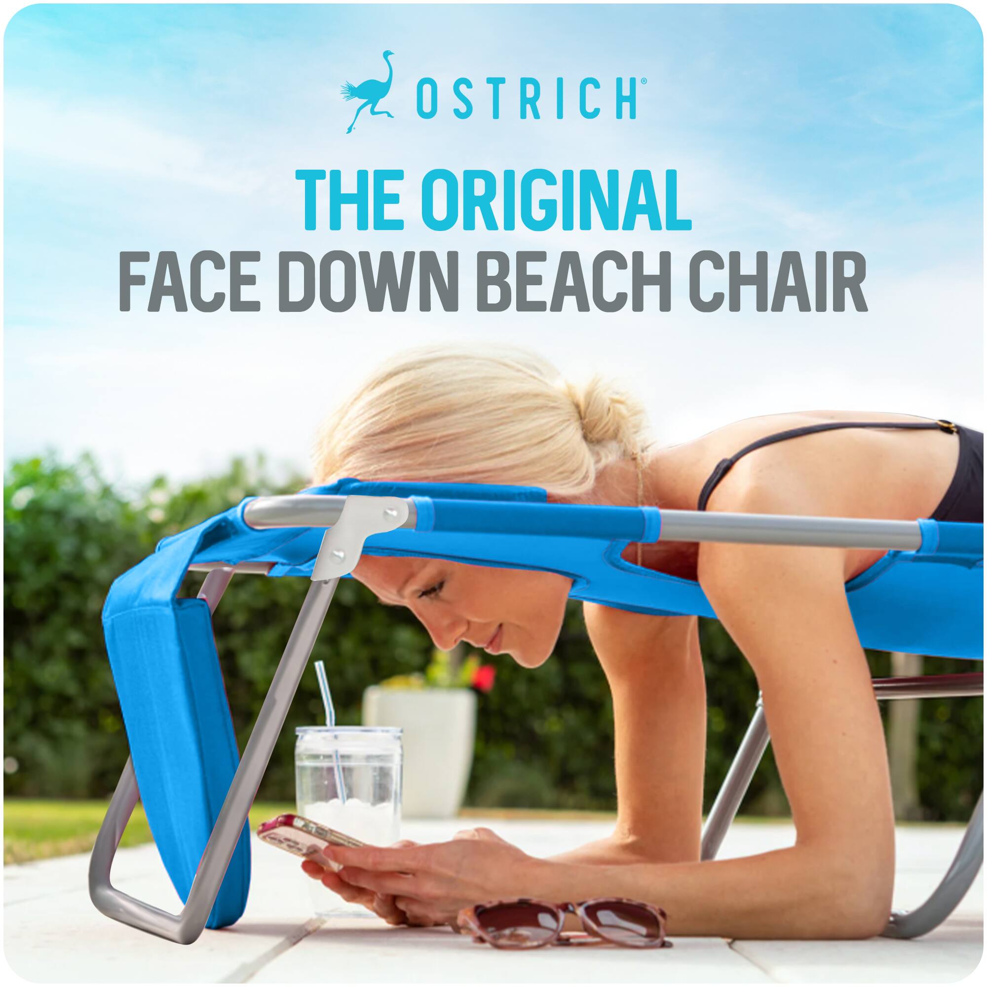 OSTRICH  
THE ORIGINAL  
FACE DOWN BEACH CHAIR
