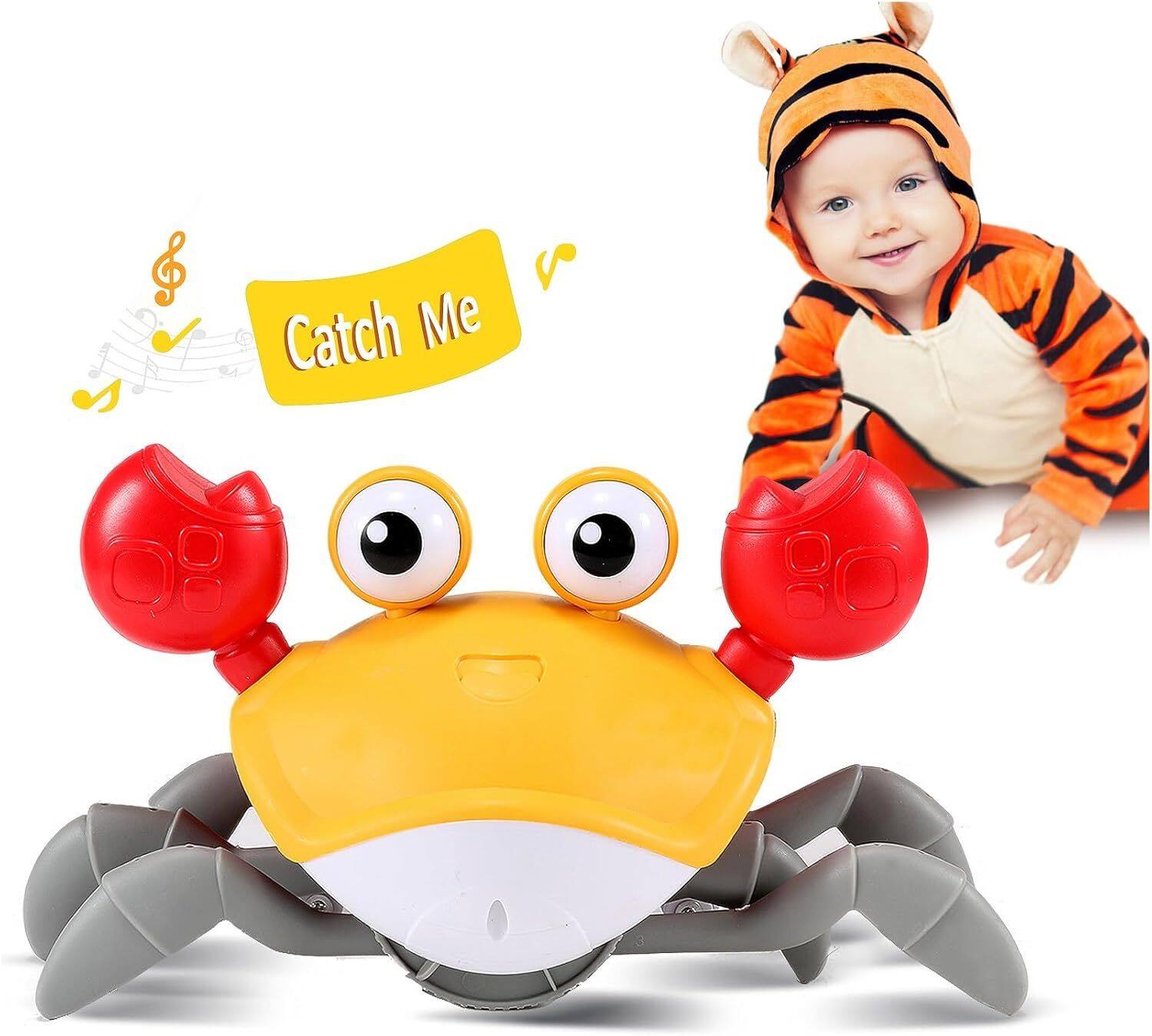 Front. Link - Ready! Set Play! Link Crawling Crab Baby Toy Great for Tummy Time Adjustable Speed & Volume For Baby & Toddler - Orange - Orange.