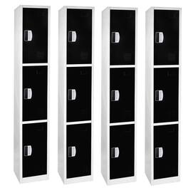 AdirOffice - Storage Locker 629-Series 72" H 3-Tier Steel Compartment Digital Lock Locker, 4/Pack - Black