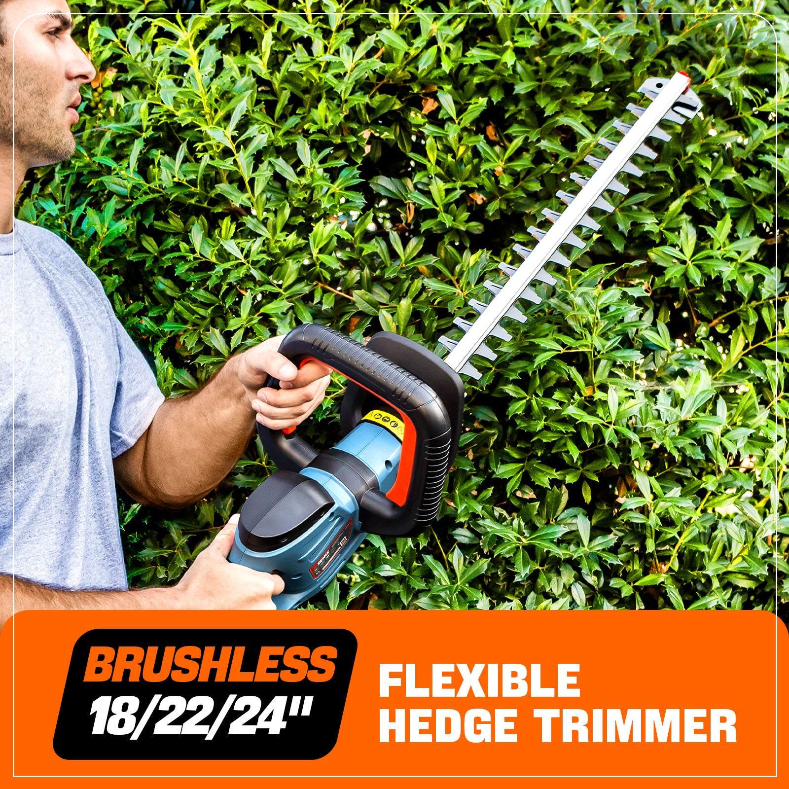 BRUSHLESS FLEXIBLE 18/22/24" HEDGE TRIMMER