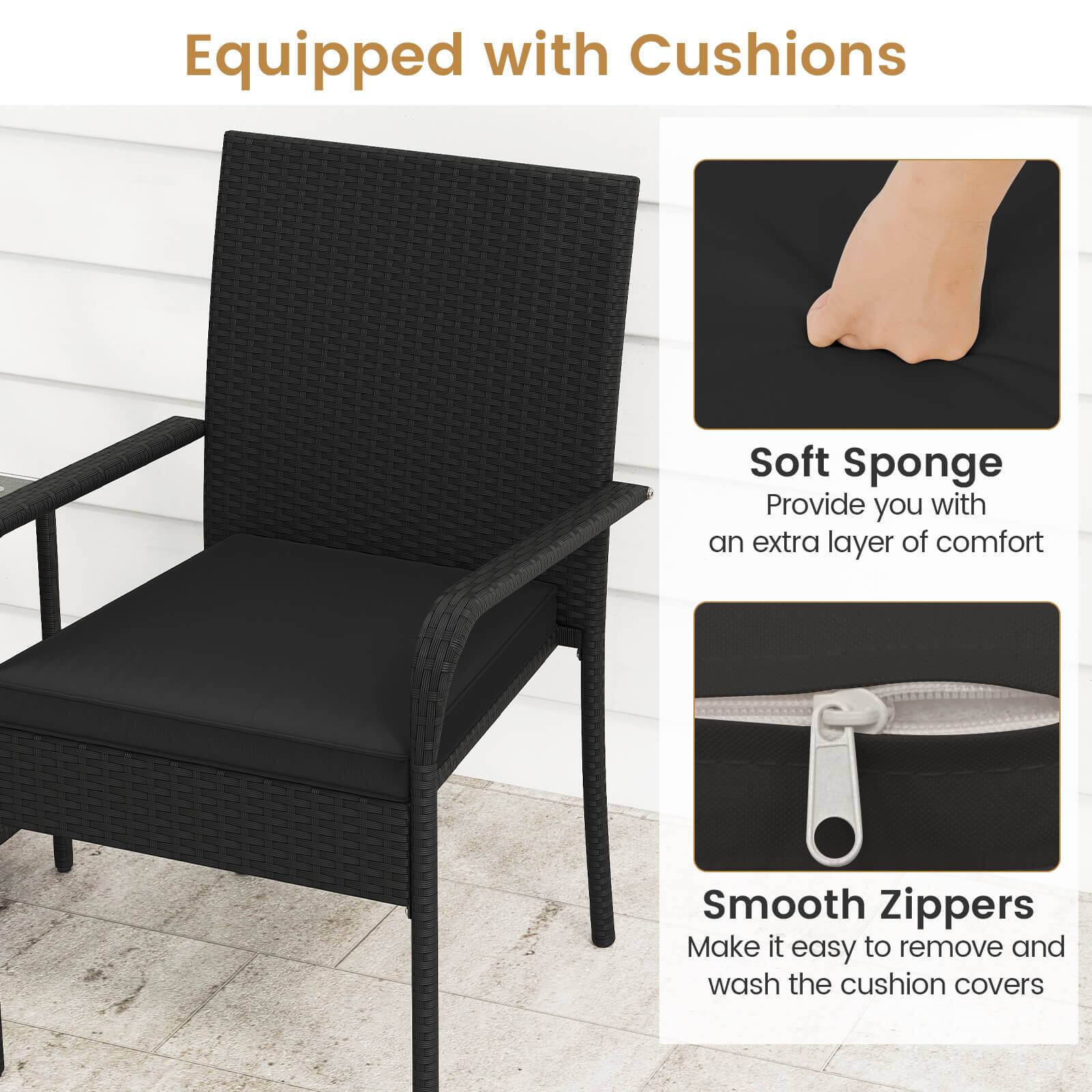 Equipped with Cushions

Soft Sponge  
Provide you with an extra layer of comfort

Smooth Zippers  
Make it easy to remove and wash the cushion covers