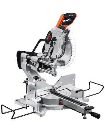 Front. VEVOR - Sliding Compound Miter Saw, 12-Inch Blade, 15 Amp Motor, 60-Tooth, Corded Double Bevel Sliding Miter Saw, LED Precision - Silver.