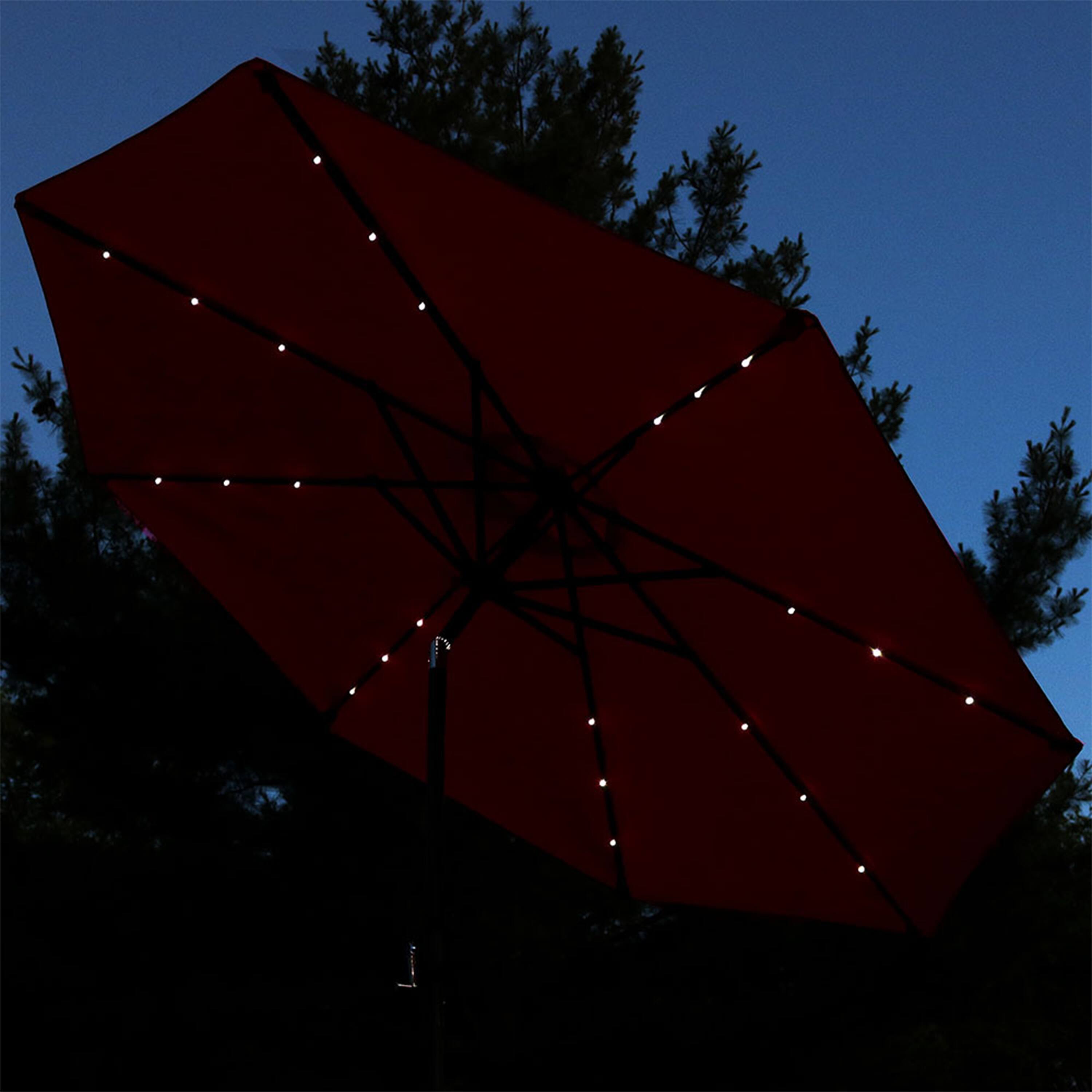 Alt View 7. Sunnydaze - 9 ft Solar Aluminum Patio Umbrella with Tilt and Crank - Burnt Orange.