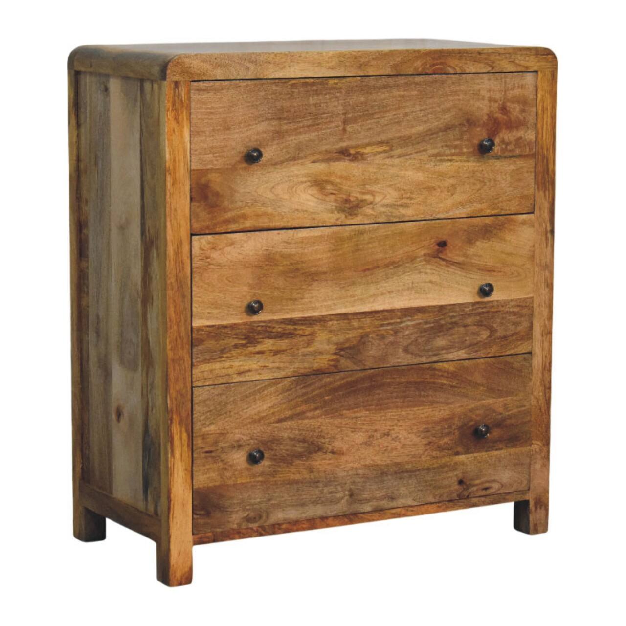 Left. Artisan Furniture - Artisan Furniture Solid Wood Oakish Three Drawer Chest, Beige - Beige.