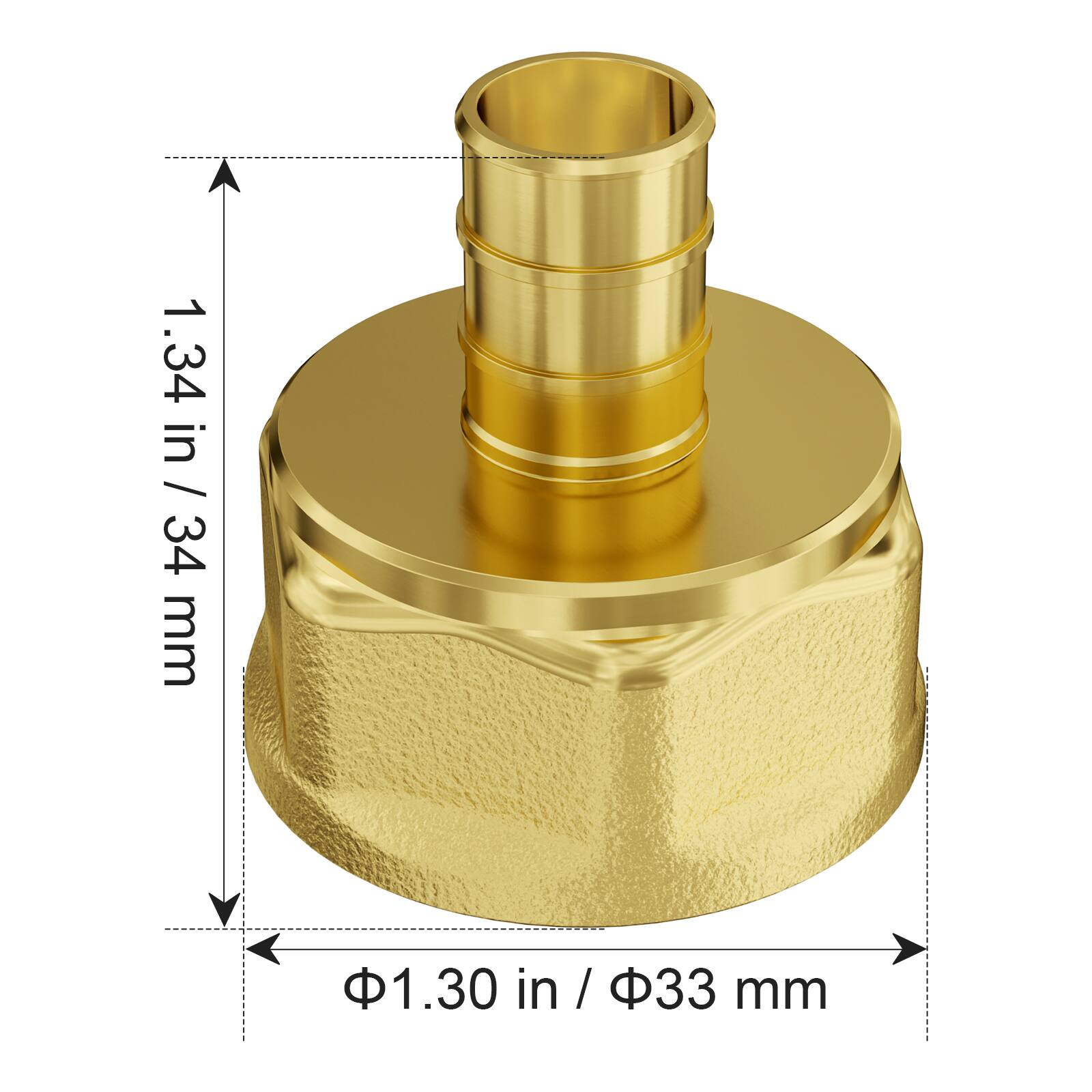1.34 in / 34 mm  
Φ1.30 in / Φ33 mm