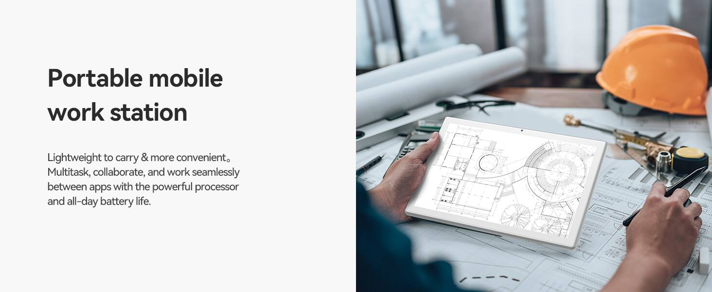 Portable mobile work station

Lightweight to carry & more convenient. Multitask, collaborate, and work seamlessly between apps with the powerful processor and all-day battery life.