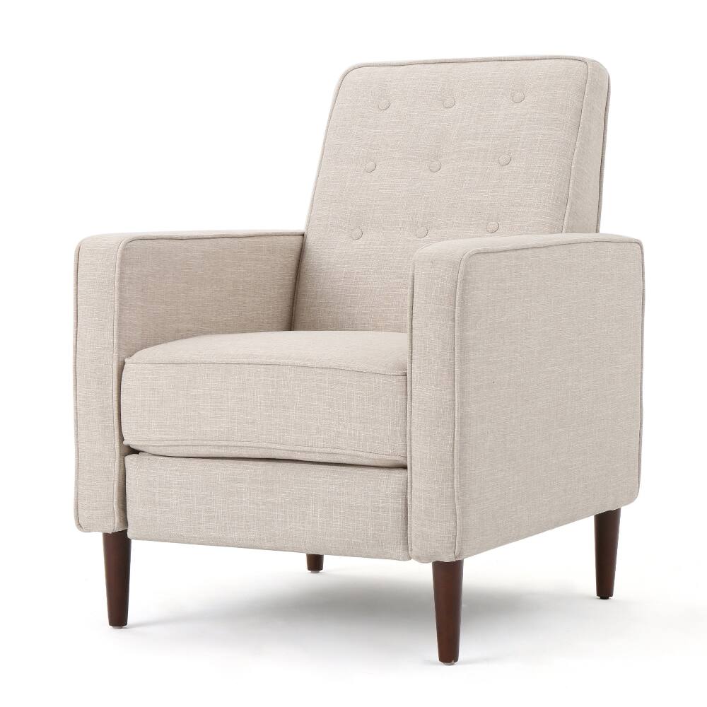 Alt View 6. Loheer - Loheer Fabric Recliner Chair, Mid-Century Pushback Tufted Sofa with Wooden Legs for Living Room - Gray.