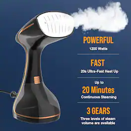 Steamer for Clothes 1200W, Loheer Portable Clothes Steamer for Home, Travel, 320ml Water Tank - Black