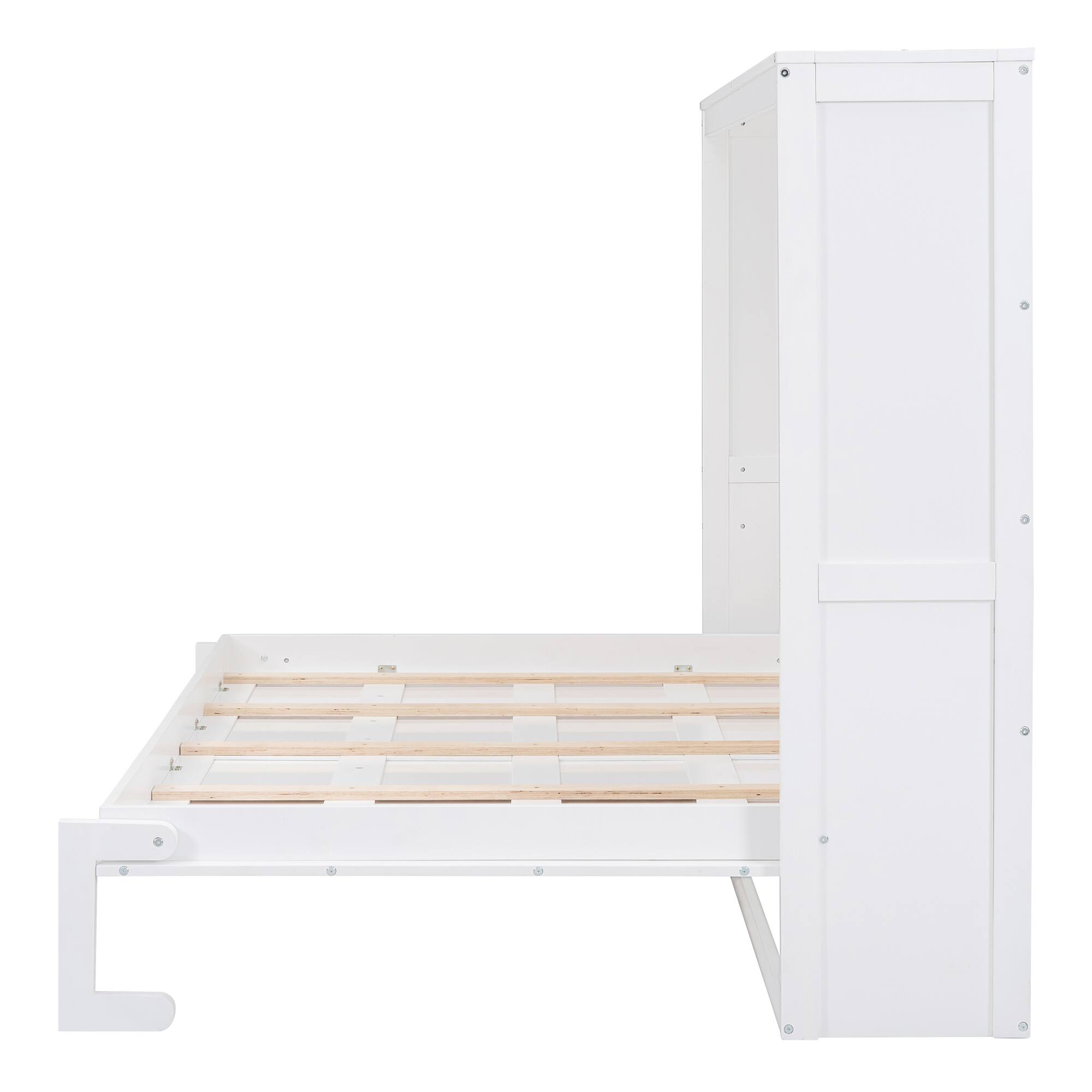 Alt View 2. Tiramisubest - Queen Size White Murphy Wall Bed, 82x68x69 inches, 191 lbs, Space-Saving & Comfortable - White.